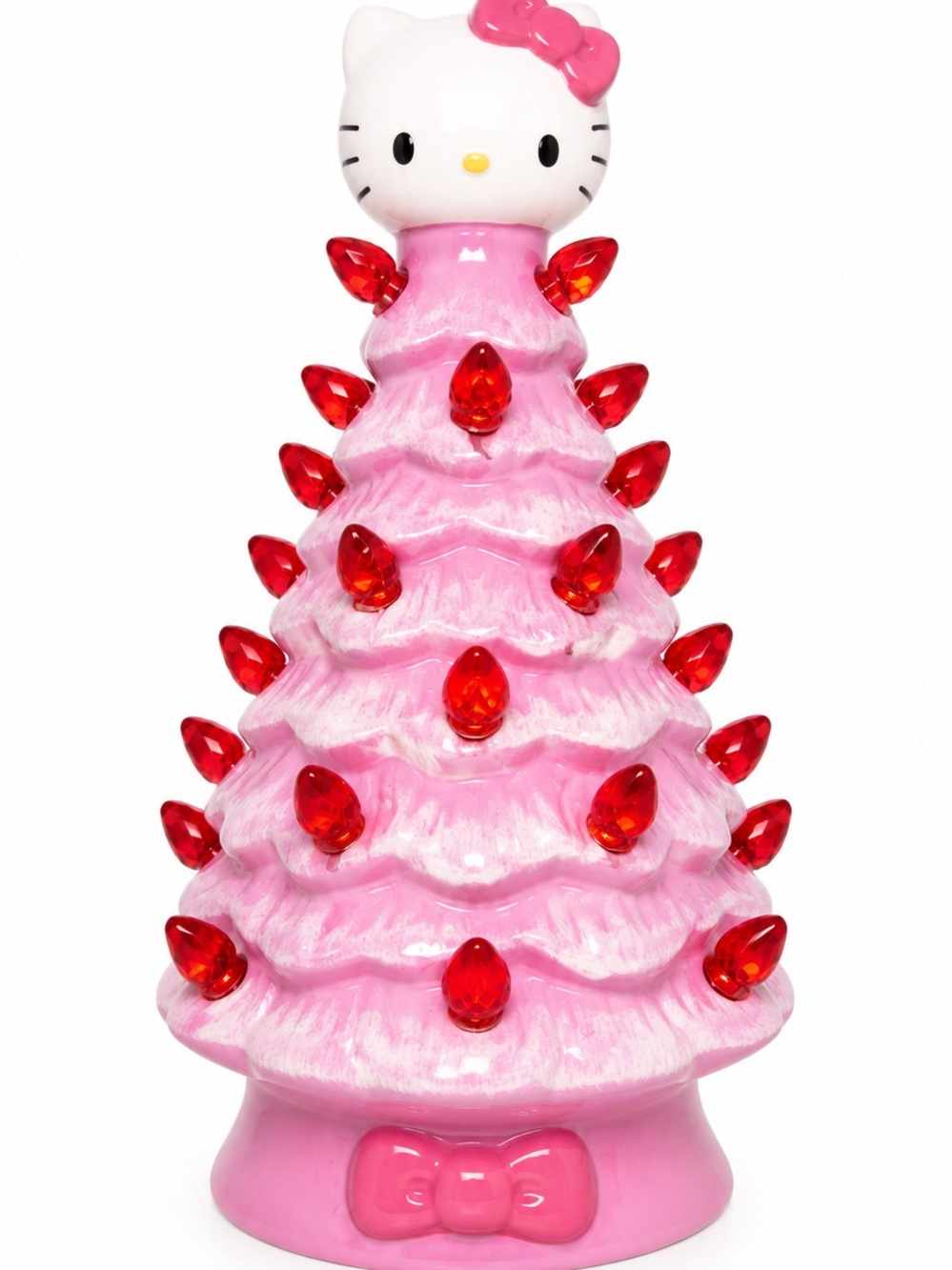 6Inch Hello Kitty Pink Ceramic Tree with Red LED Lights